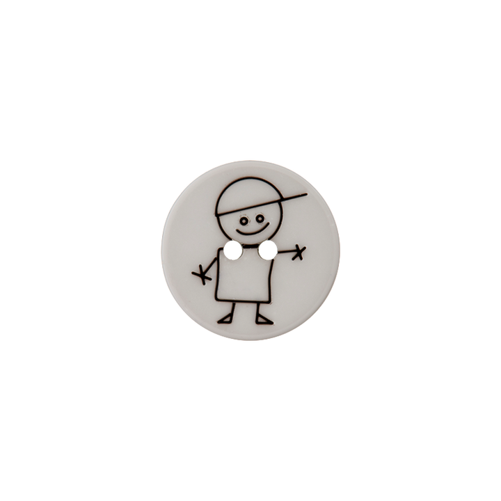 Пуговица «Мальчик», из полиэстера, с 2 отверстиями, 15 мм, серый, светлый цвет