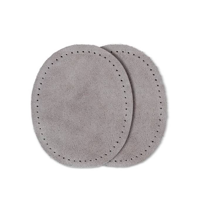 Patches velour leather, sew-on, 9 x 11cm, grey