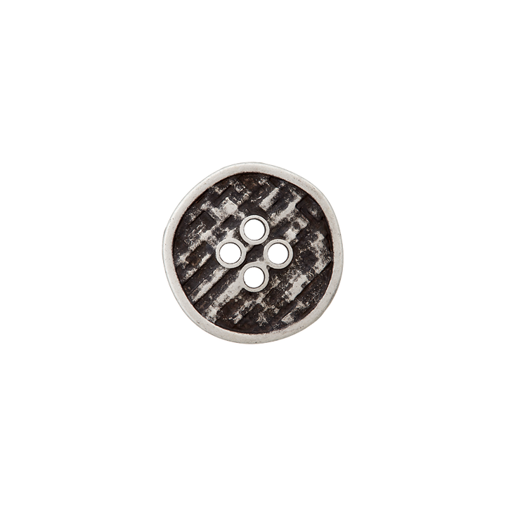 Metallknopf 4-Loch, 15mm, altsilber
