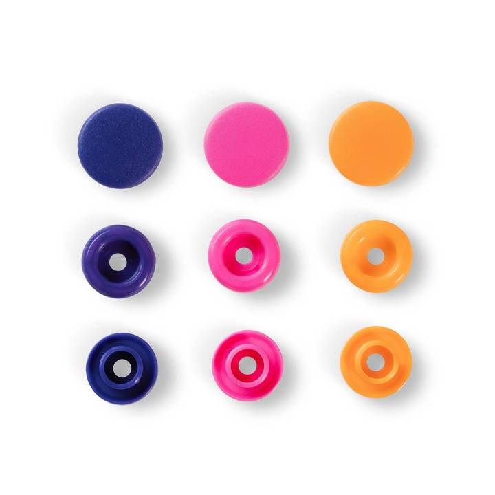 Prym Love, кнопка Color Snaps, 12,4мм, оранжевого/ярко-розового/фиолетового цвета