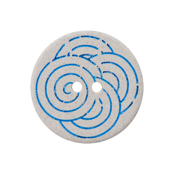 Hanf/Polyesterknopf 2-Loch, recycelt, 25mm, blau