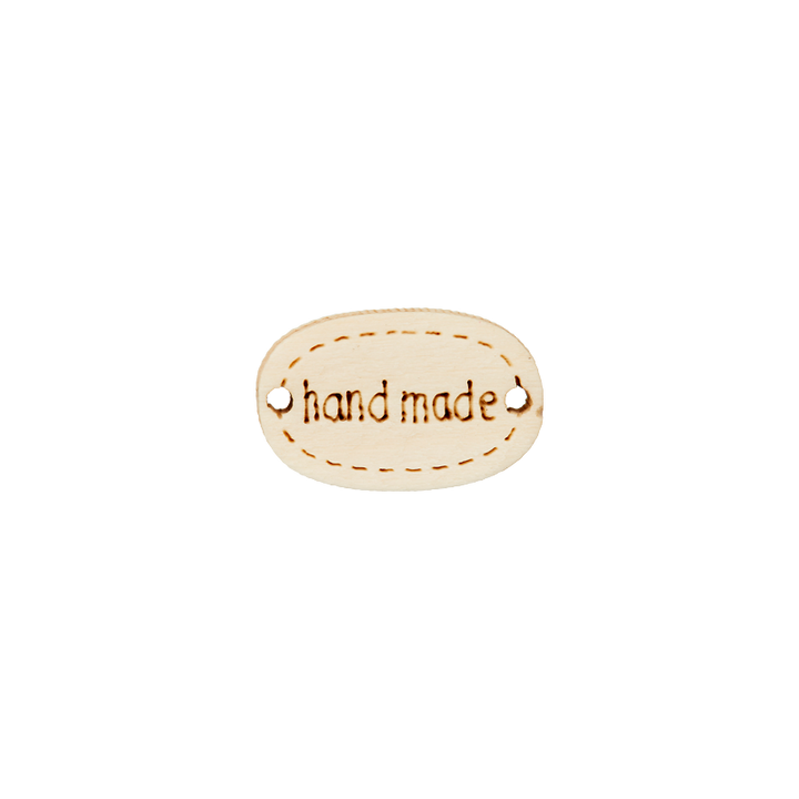 Zierteil Holz 2-Loch "handmade", 20mm, beige