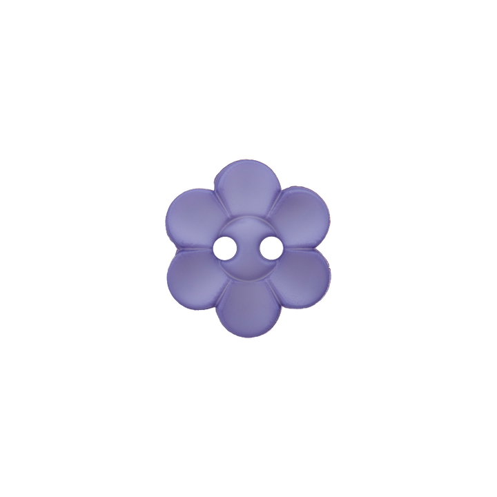 Polyester button 2-holes, Flower, 12mm, lilac