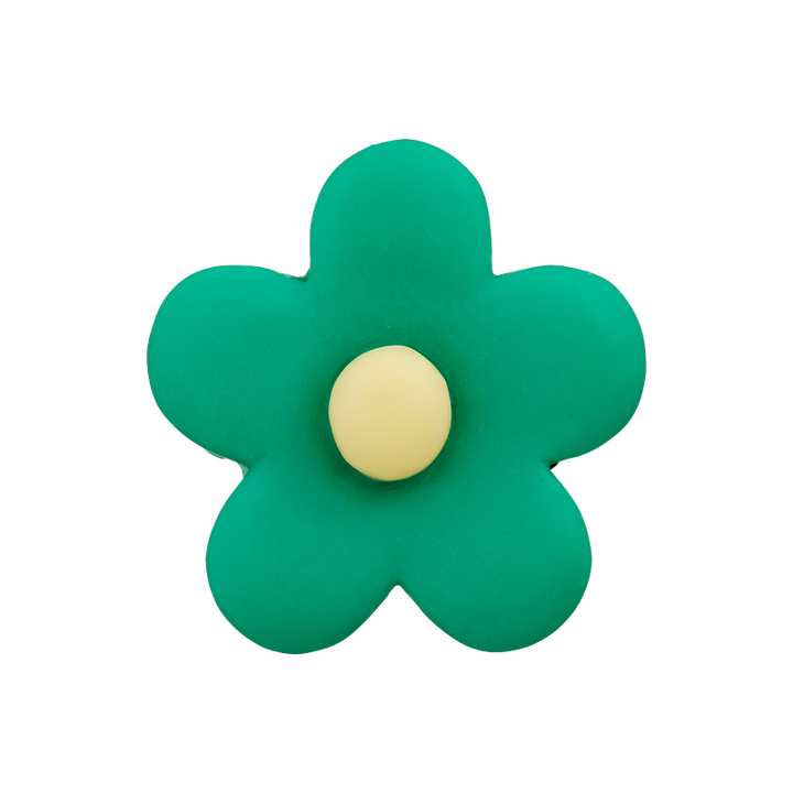 Polyester button shank, Flower, 25mm, medium green