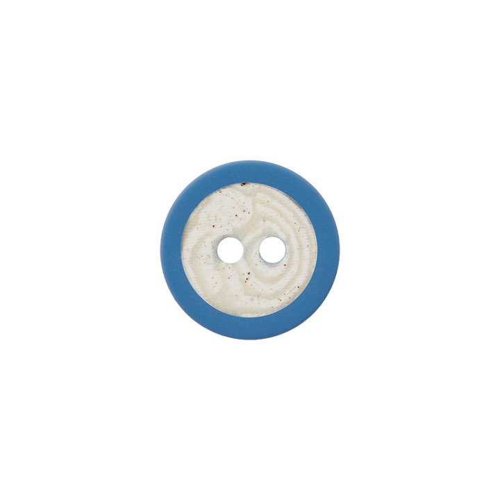 Corozo/Polyester button 2-holes, recycled, 15mm, blue