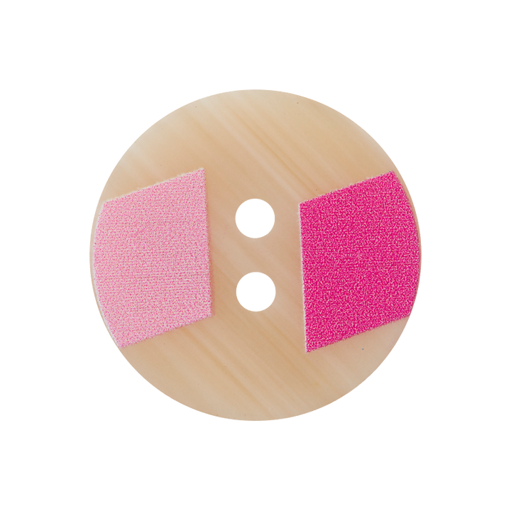 Polyester button 2-holes, 20mm, rose/pink