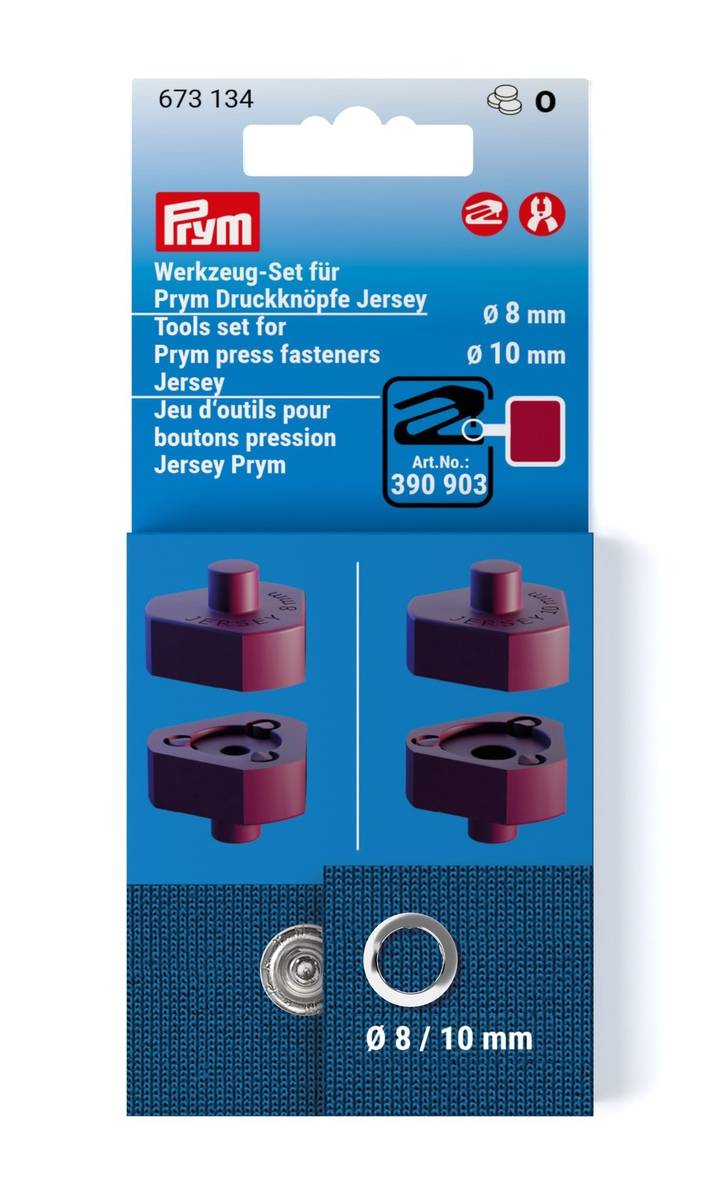 Jeu d'outils pour boutons pression Jersey Prym, 8 et 10 mm