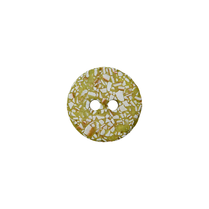Eggshell/polyester button 2-holes, recycled, 15mm, light olive