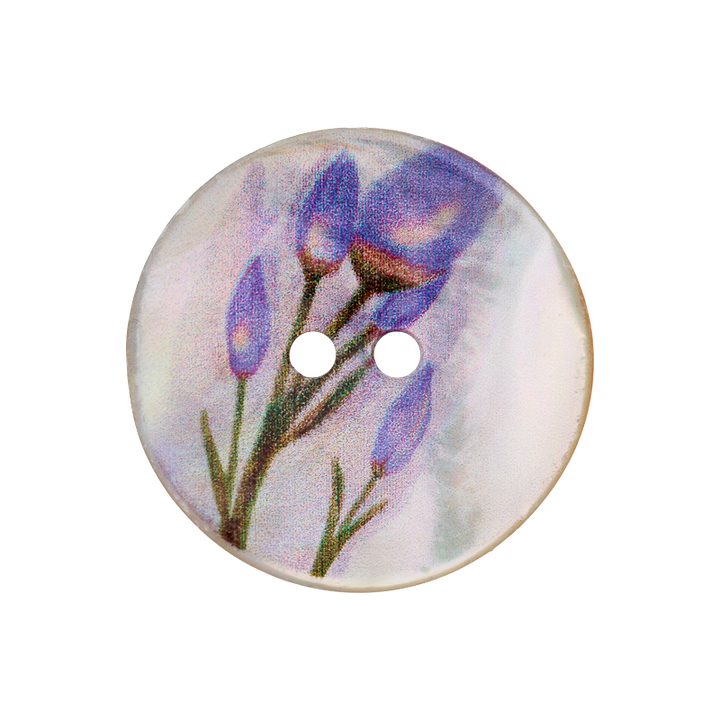 Bouton nacre 2-trous, Fleur, 23mm, violet