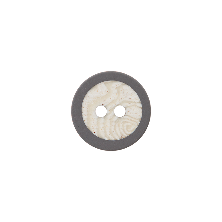 Corozo/Polyester button 2-holes, recycled, 15mm, dark grey