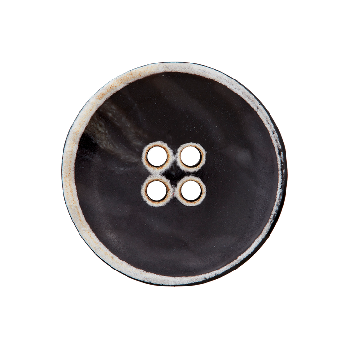 Пуговица из полиэстера, с 4 отверстиями, 25 мм, черный цвет