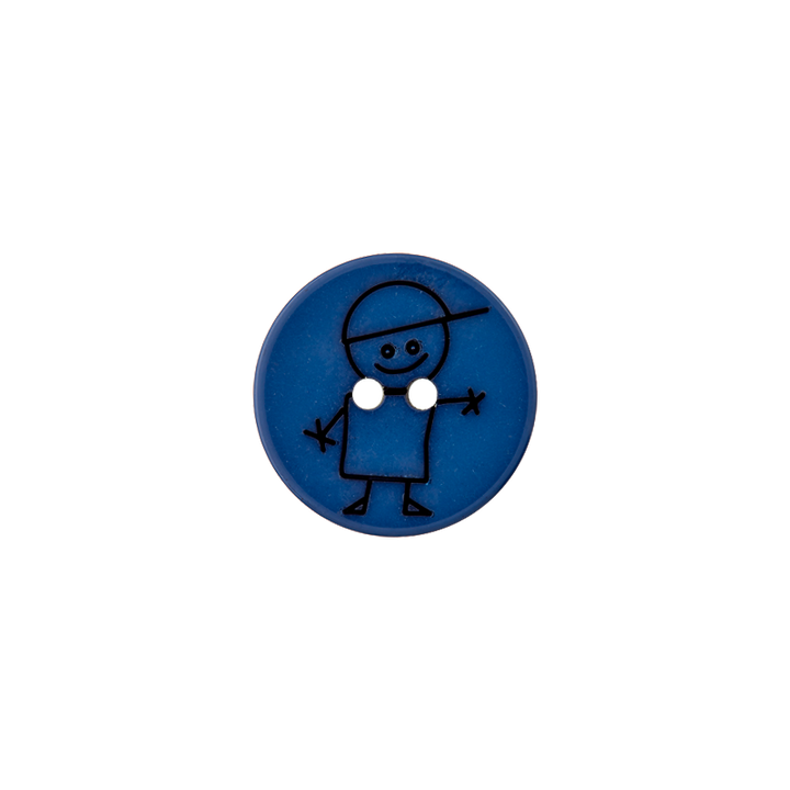 Polyester two-hole button boy 15mm blue