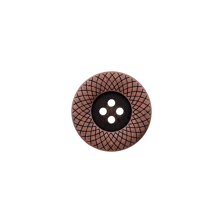 Metal button 4-holes, Patterned edge, 18mm, antique copper