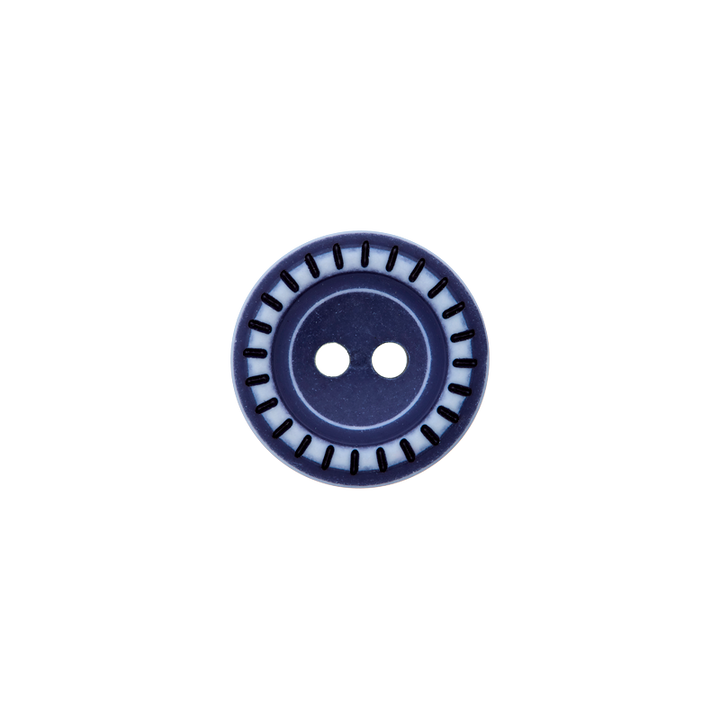 Polyesterknopf 2-Loch, Bluse, 14mm, blau