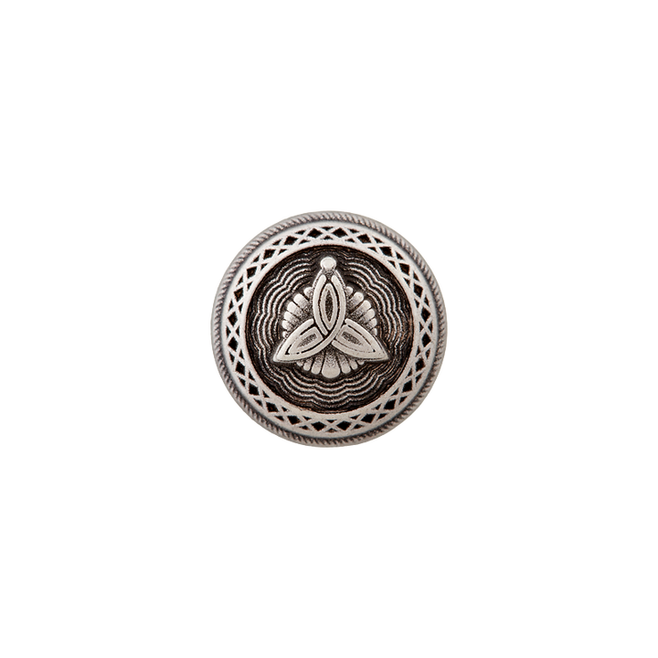 Metal button shank, 15mm, antique silver