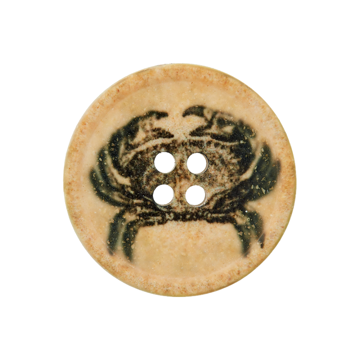 Polyester button 4-holes, 20mm, multicoloured, Crab