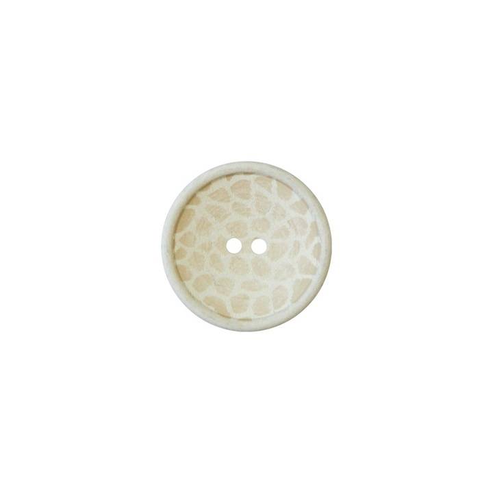 Bouton polyester 2-trous, imprimé leopard, 15mm, beige