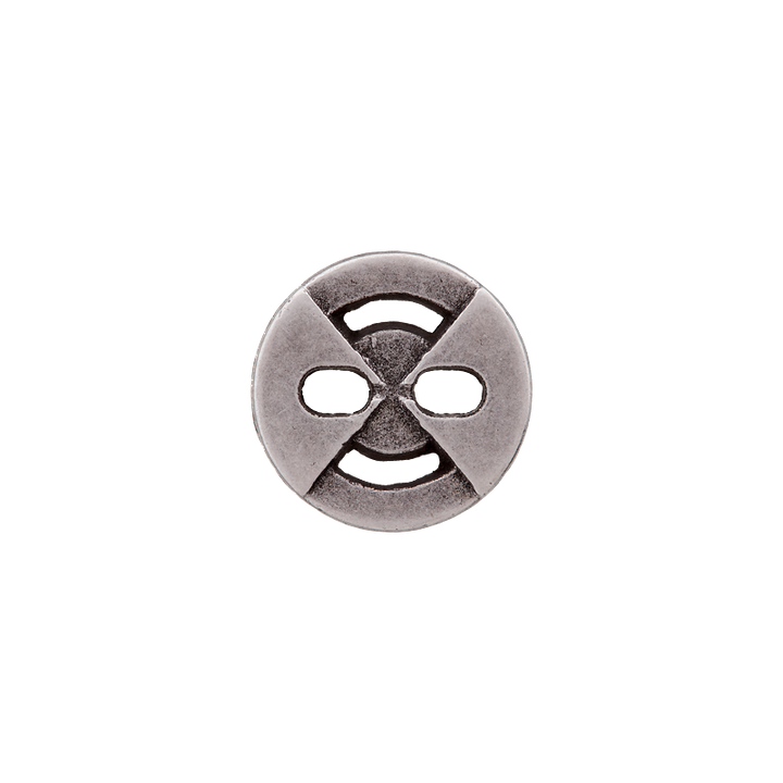 Metallknopf 2-Loch, 11mm, altsilber
