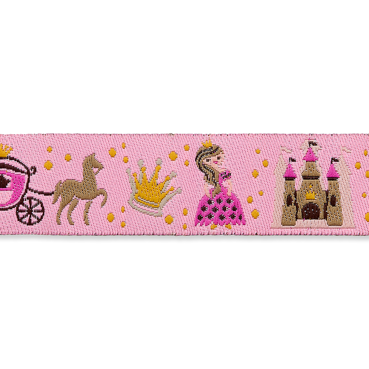Жаккардовая тесьма, Принцесса, 15мм, розовый цвет
