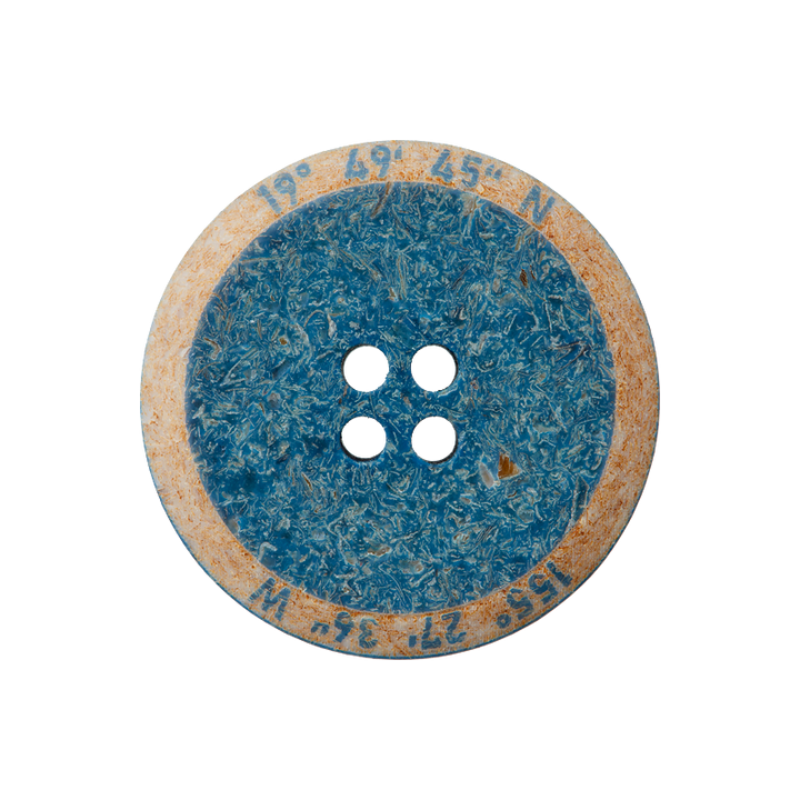 Polyester button 4-holes, 23mm, petrol