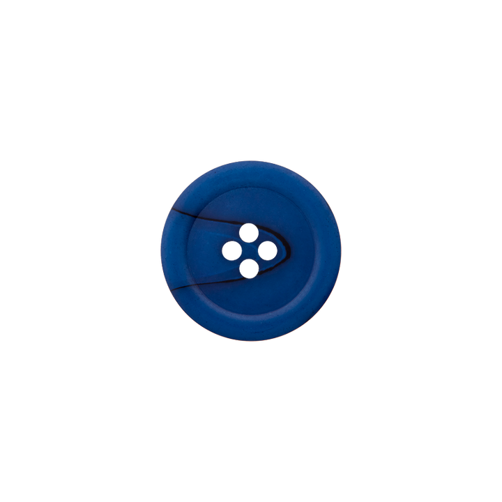 Bouton polyester 4-trous, 18mm, bleu