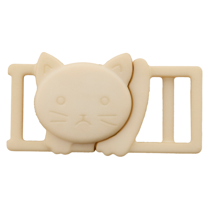 Polyester clip buckle Cat, 10mm, beige