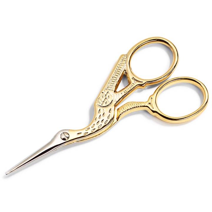 Embroidery scissors stork 9cm gold-plated