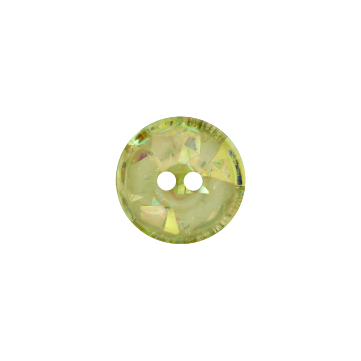 Polyester button 2-holes, Glitter, 11mm, light green