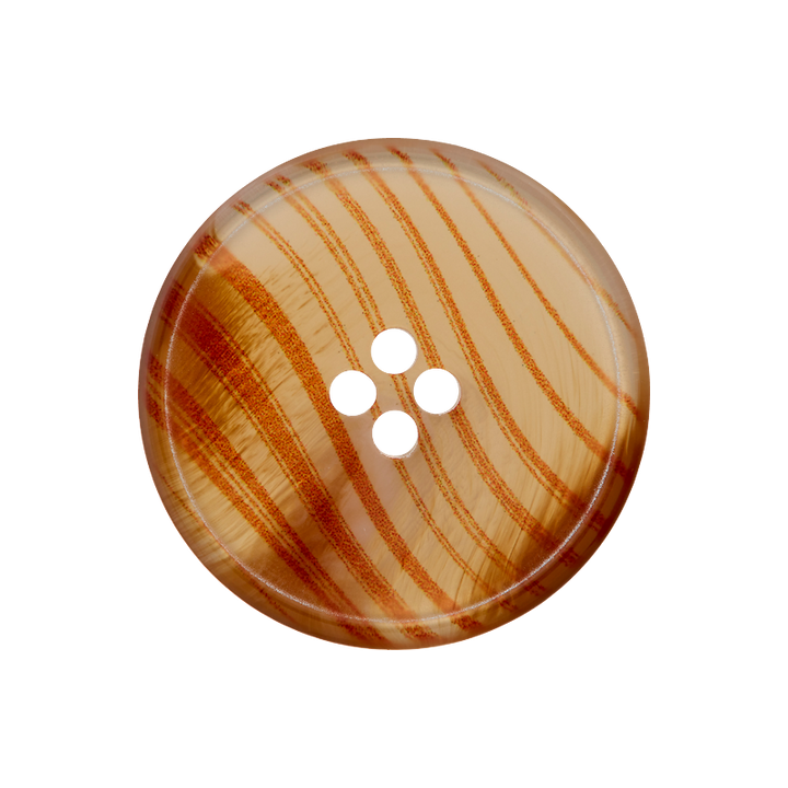 Пуговица из полиэстера, с 4 отверстиями, «Полоски», 25мм, оранжевый цвет