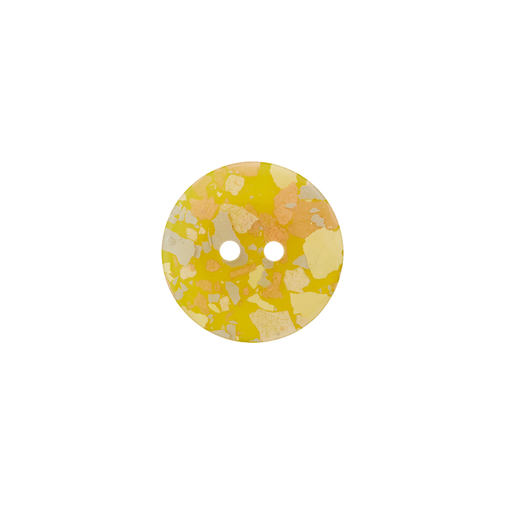 Polyester button 2-holes 15mm yellow