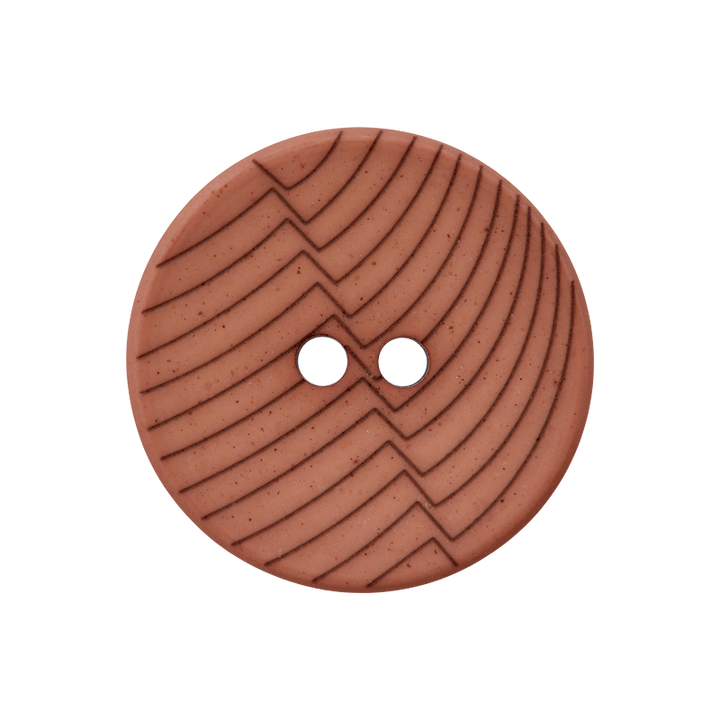 Пуговица из полиэстера, с 2 отверстиями, Линии, 23мм, цвет коричневый, светлый