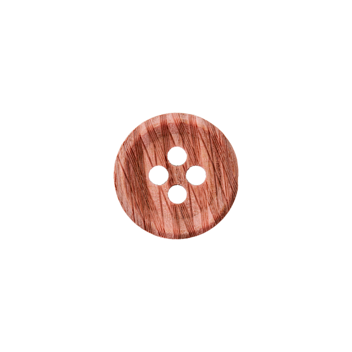 Пуговица деревянная, с 4 отверстиями, 12мм, розовый