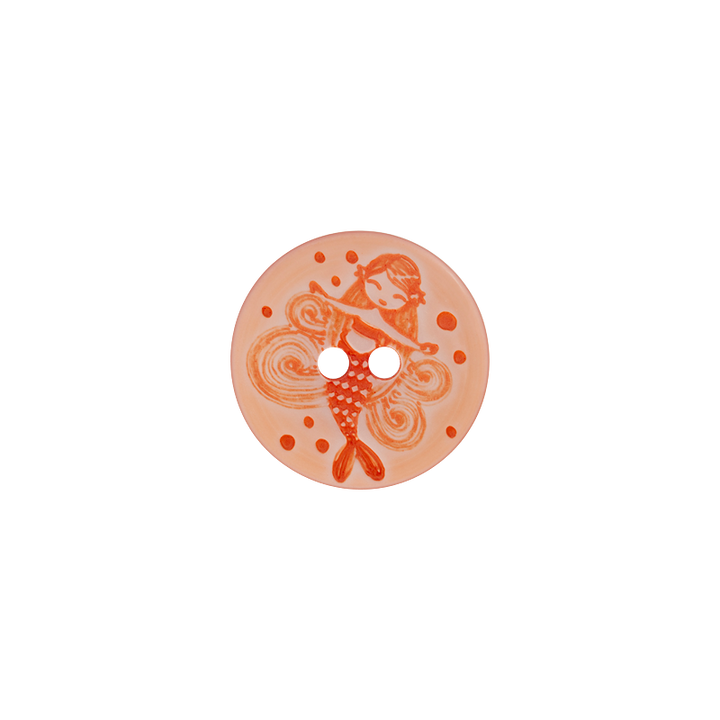 Пуговица из полиэстера, с 2 отверстиями, 18мм, Русалка, оранжевый цвет