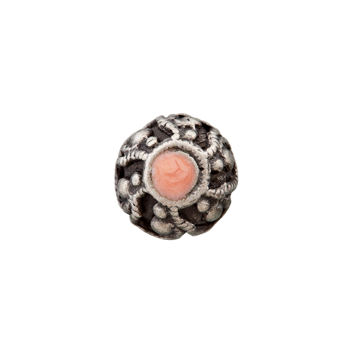 Bouton métal/polyester pied, 10mm, rose