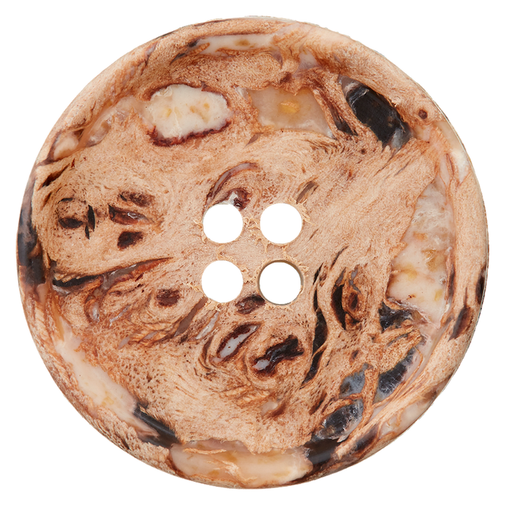 Polyester four-hole button 15mm brown