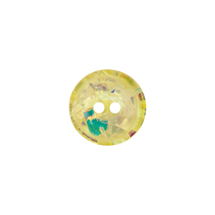 Polyester button 2-holes, Glitter, 11mm, yellow