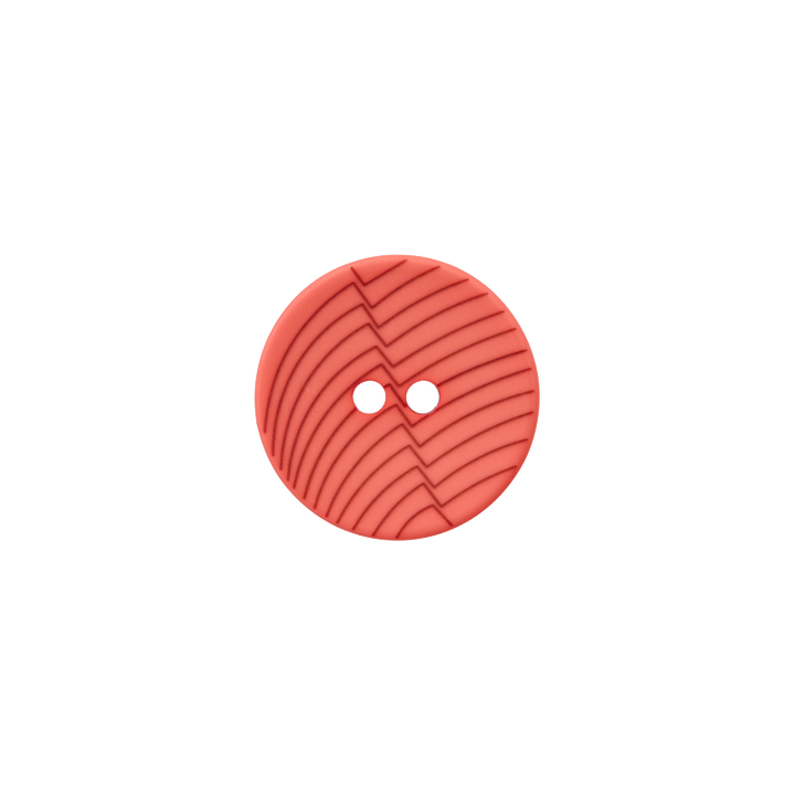 Пуговица из полиэстера, с 2 отверстиями, Линии, 18мм, оранжевый цвет