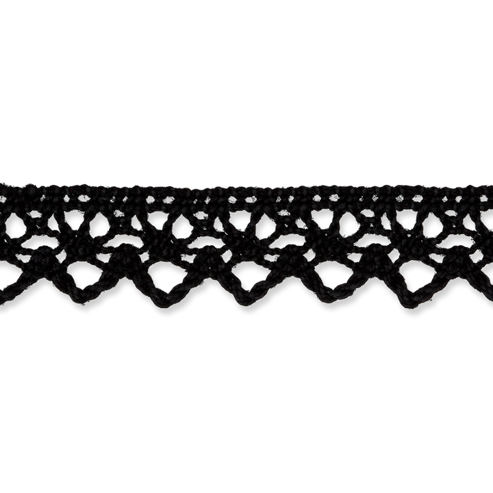 Коклюшечное кружево, 13 мм, черный цвет