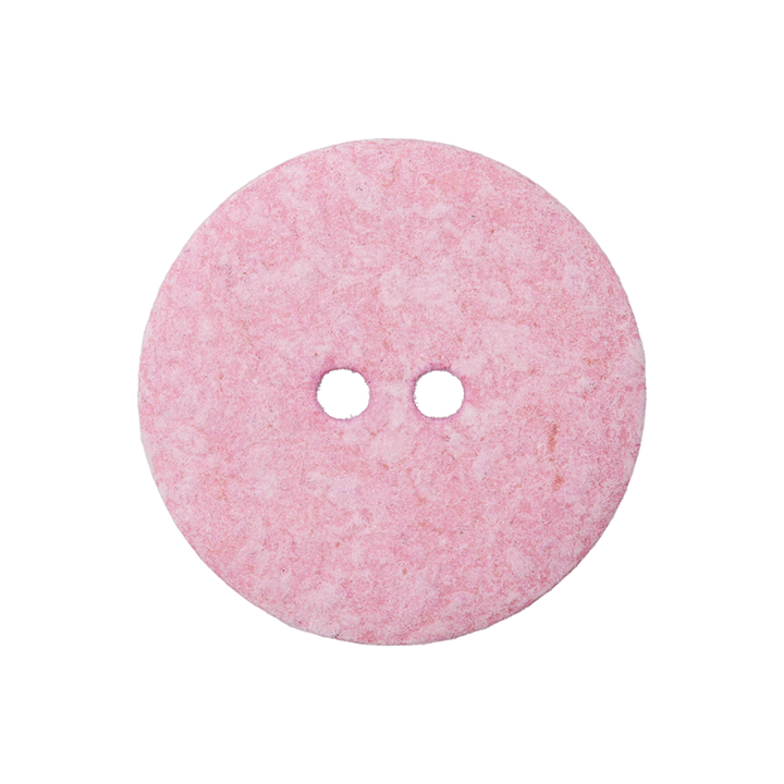 Bouton coton/polyester 2-trous, recylé, 12mm, rose