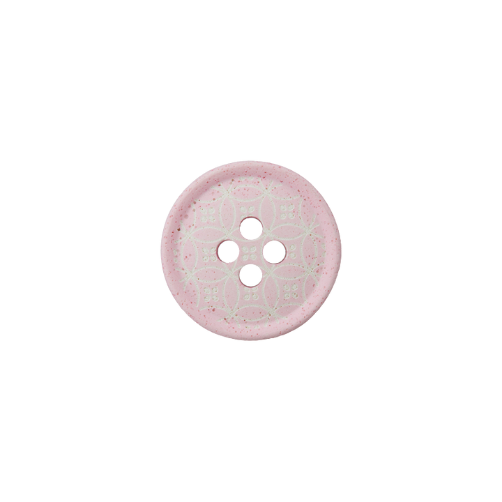 Bouton polyester 4-trous 18mm rose