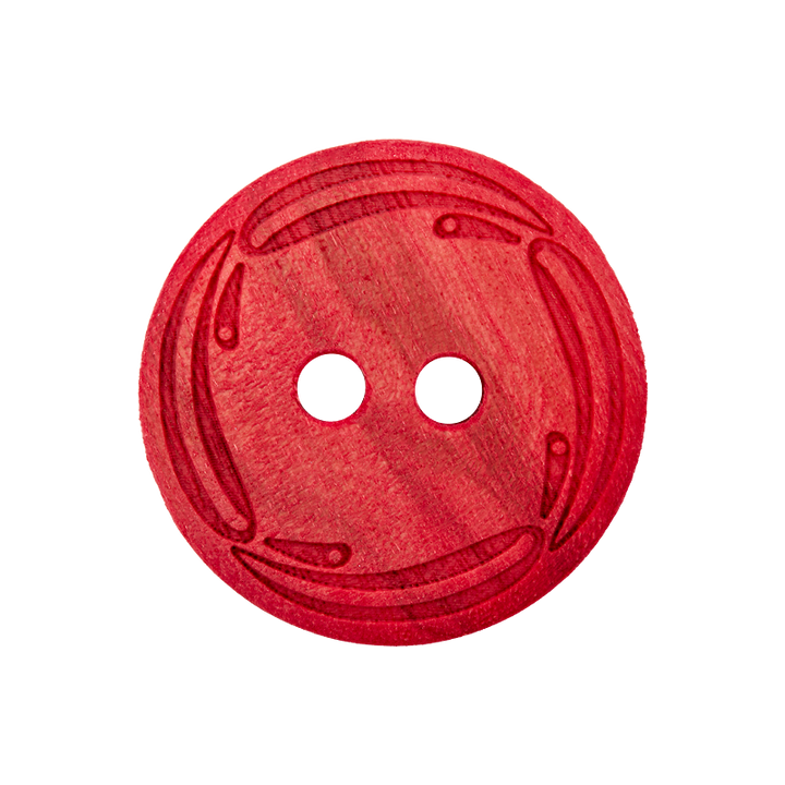 Wood button 2-holes, 23mm, red