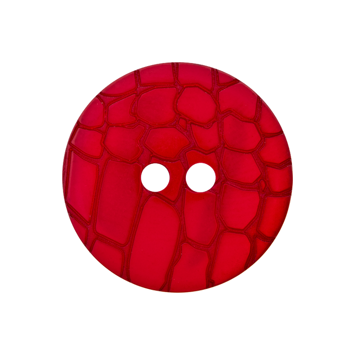 Polyesterknopf 2-Loch, Schlangenoptik, 20mm, rot