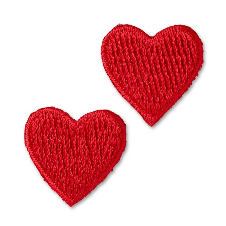 Applique hearts, red