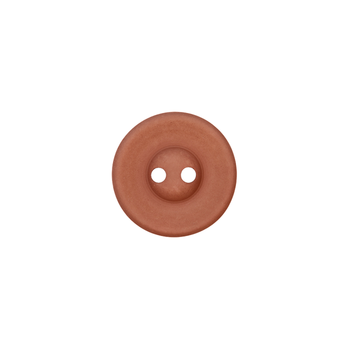 Polyester button 2-holes, 15mm, medium brown