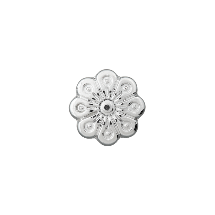 Metal button shank Flower 10mm silver