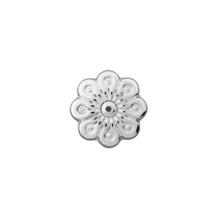 Bouton métal pied fleur 10mm argent