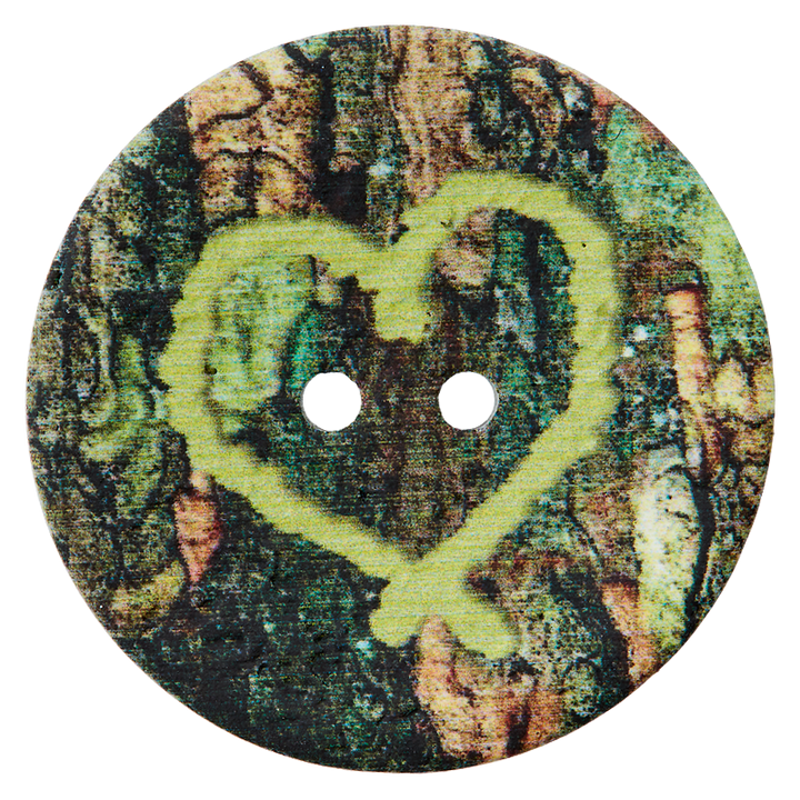 Kokosknopf 2-Loch, Herz, 30mm, hellgrün