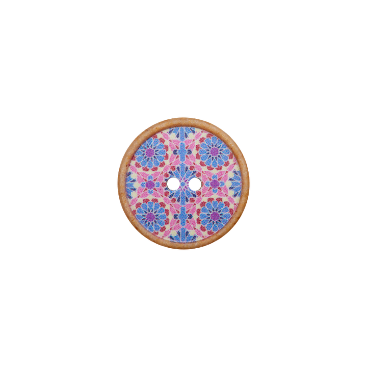 Polyamidknopf 2-Loch, Blume, 18mm, mehrfarbig