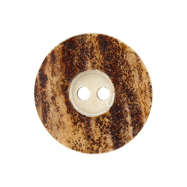 Horn two-hole button 14mm brown