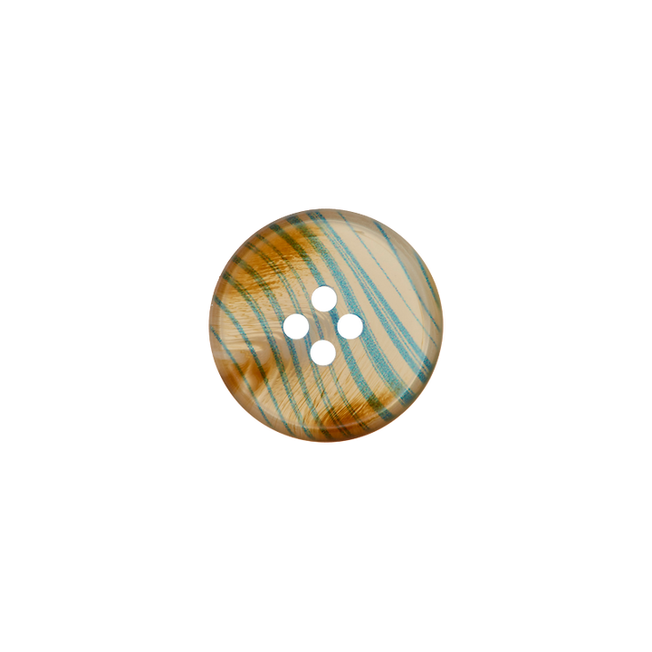 Пуговица из полиэстера, с 4 отверстиями, «Полоски», 15мм, цвет бирюзовый, темный